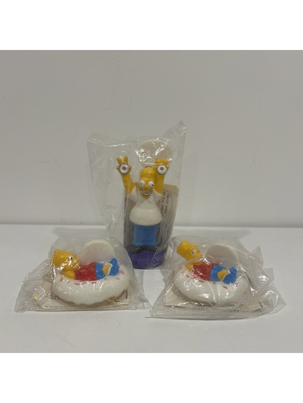 Vintage 1993 The Simpson's Winchell's Donuts Bart (2) PVC Figures & Homer Sealed